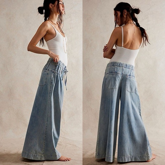 Free People We The Free Forget Me Knot Pull-On Jeans Size Large‎  Light Wash - Picture 16 of 16